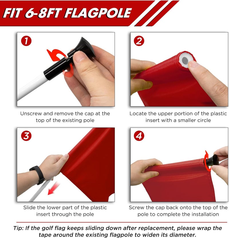 KINGTOP Golf Flag 20x14 Inch - Plain Red, 420D Nylon, Tube Inserted - Standard Putting Green Flags for Backyard Practice, Golf Courses, Country Club, 1-Pack - Image 4