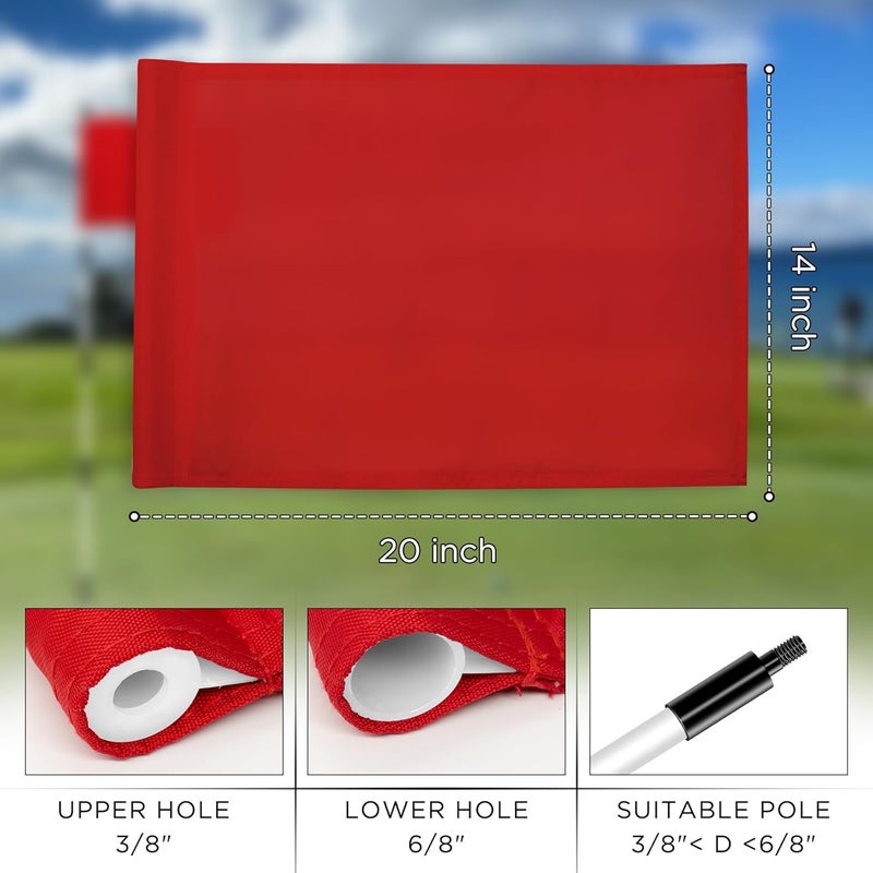 KINGTOP Golf Flag 20x14 Inch - Plain Red, 420D Nylon, Tube Inserted - Standard Putting Green Flags for Backyard Practice, Golf Courses, Country Club, 1-Pack - Image 3