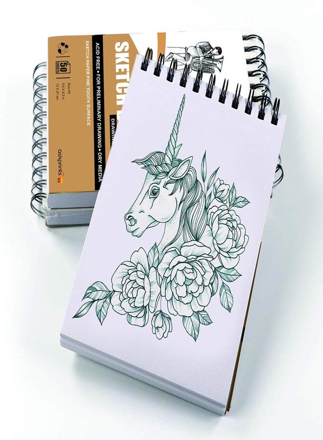 Askprints 50 Sheet A5 Sketchbook Set of 2-5.8 x 8.3 Inch | Top Spiral-Bound Sketchpad for Artists | Sketching and Drawing Acid Free Paper, for Doodling oil;acrylic - Image 2