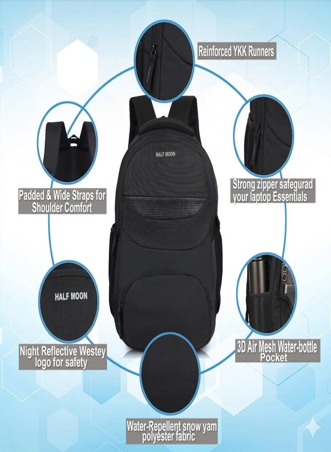 Half Moon Spark School Bag for Boys Girls 30L | Backpack for School College Travel Daily Use| 4 Compartments | 15.6 Inch Laptop Sleeve | Water Resistant | Daypack | Tuition Bag | Bagpack - Image 3