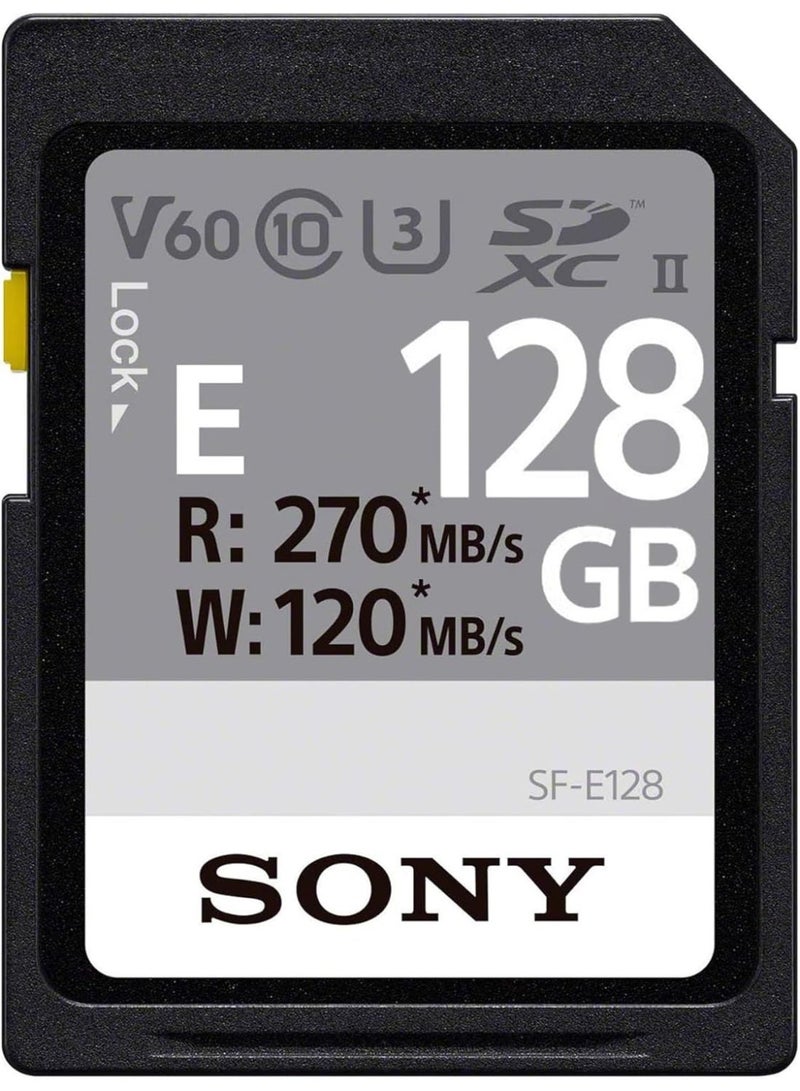 Sony E series SDXC UHS-II Card 128GB, V60, CL10, U3, Max R270MB/S, W120MB/S (SF-E128/T1), SFE128/T1,Black,Small 128 GB - Image 2