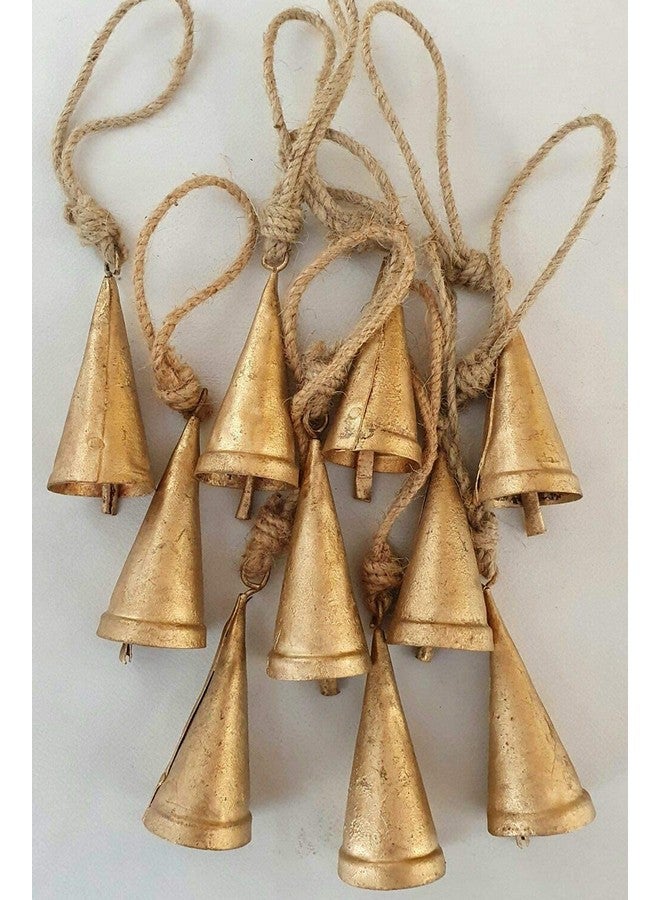 Carfar (Set of 20) Vintage Rustic Lucky Tin Cow Bells Christmas Decor Bells Cone Shape - Image 3