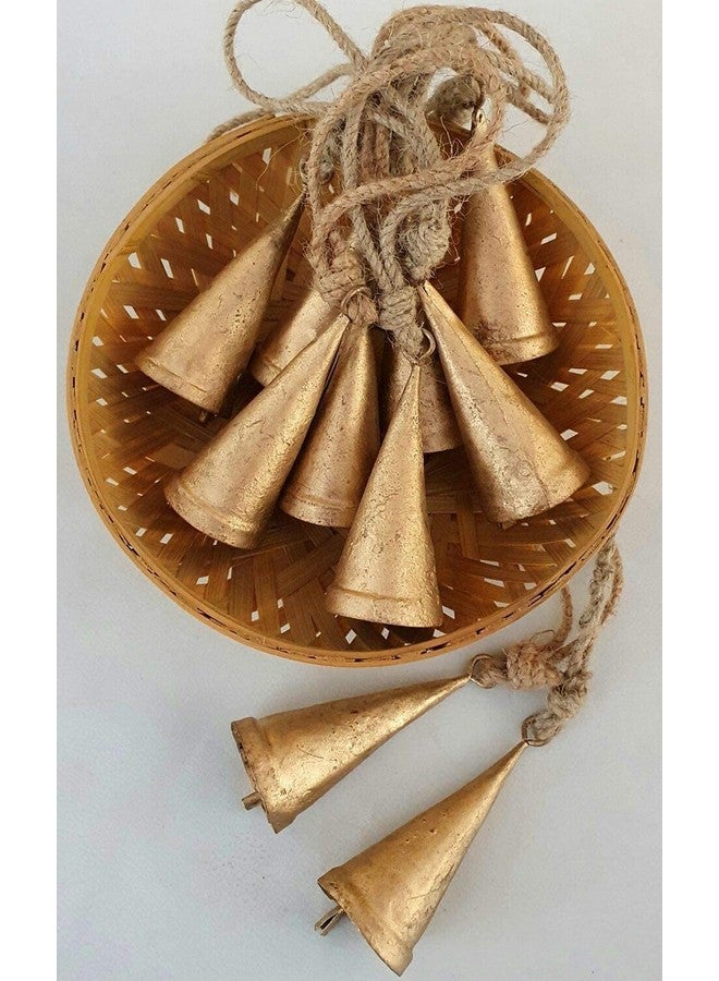 Carfar (Set of 20) Vintage Rustic Lucky Tin Cow Bells Christmas Decor Bells Cone Shape - Image 2