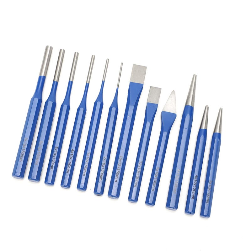 12 Pcs Chisel Punch Set Cylindrical Conical Flat Center Punch Tools For Maintenance Fine Polishing With Plastic Storage Box - Image 5