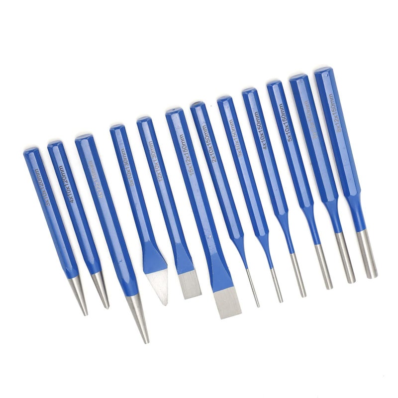 12 Pcs Chisel Punch Set Cylindrical Conical Flat Center Punch Tools For Maintenance Fine Polishing With Plastic Storage Box - Image 3