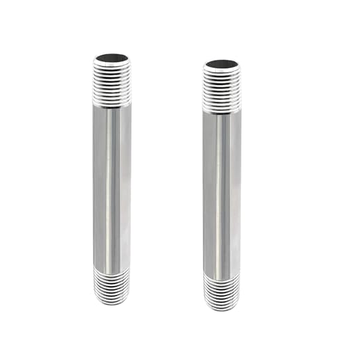 GeilSpace 12 x 6 Stainless Steel Pipe 304 Pipe Nipple Fits Standard 12 Inch Threaded Pipes and Fittings DIY Industrial Metal tube 2 PCS - Image 1