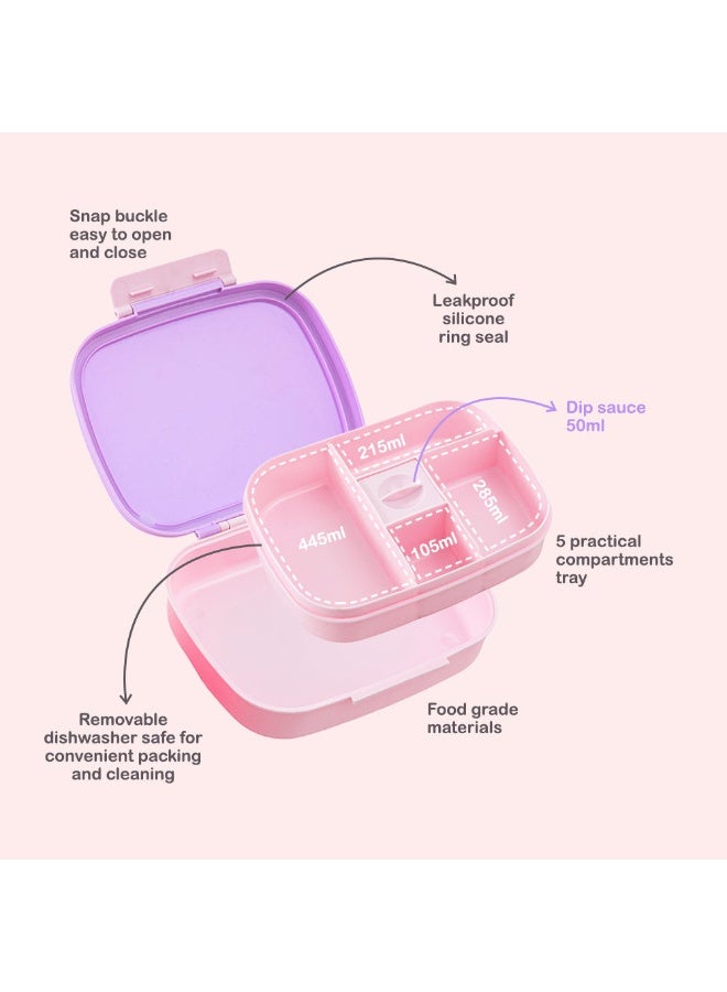 Hydrobrew Smart Serve Bento Lunch Box 1100 ml, 5 compartment- Lilac Blush - Image 2