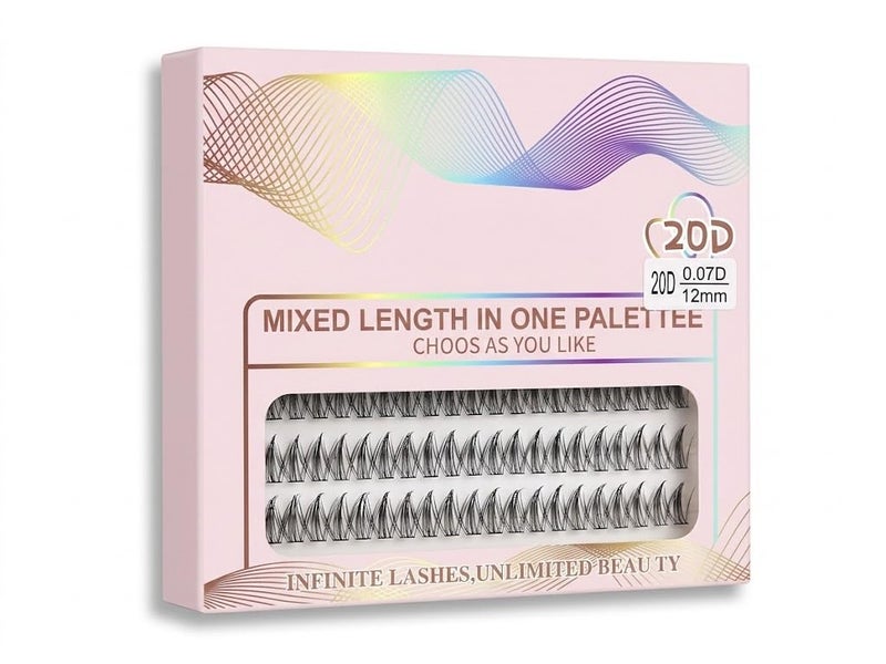 Natural Self Adhesive Eyelashes - 72 PCS - Wispy Press on Lashes Pre Glued Lash Clusters No Glue Needed Press on Eyelash Clusters Reusable Self Adhesive Lash (20P-10D-) - Image 1