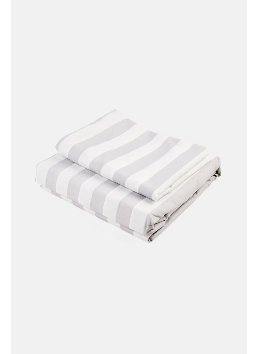 Bebe Home 2 Pieces Stripe Soft And Rich Flat Sheet With Pillow Case Set, Multicolor  - Image 1
