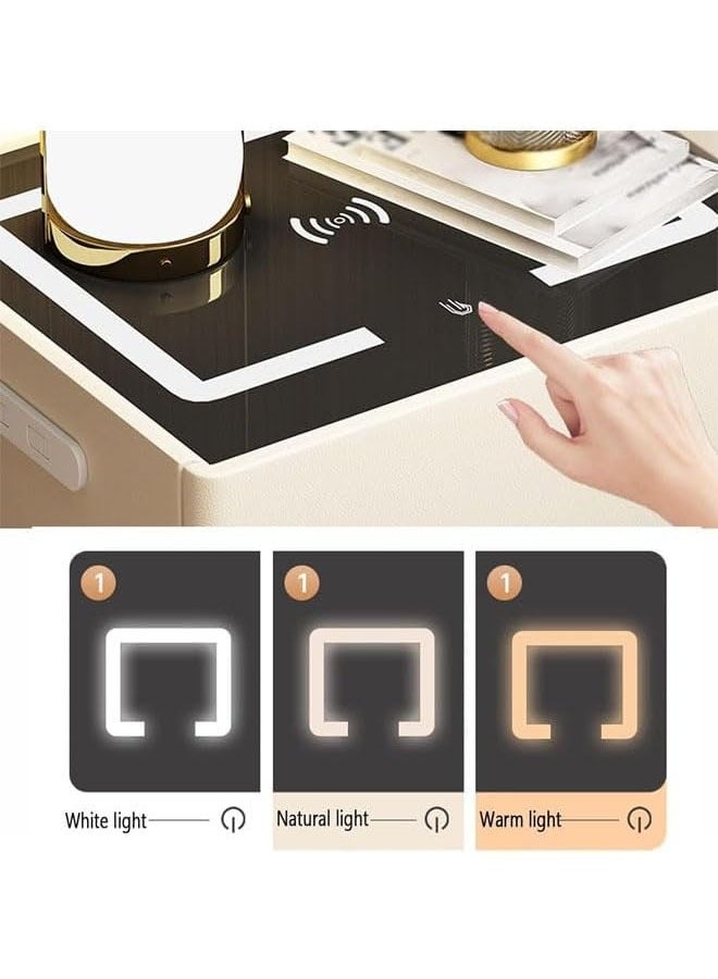 إن كي أكس طاولة جانبية بجانب السرير مع مرآة LED وإضاءة مستشعر وشحن لاسلكي ومكبر صوت BT مقاس 40 سم - Image 5