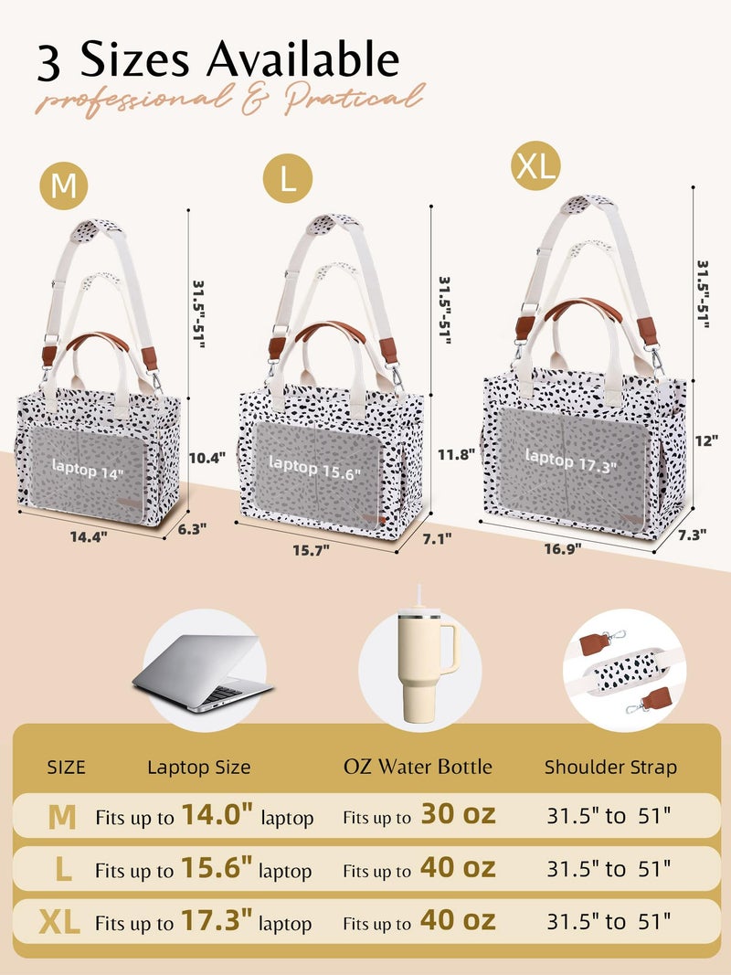 BESBESME Canvas Tote Bag for Women with Zipper, Compartments & Luggage Sleeve, Work and College Crossbody Bag, Adjustable Strap, Laptop Purse for Teacher, Nurse, Travel, Bible Study, Leopard M - Image 3