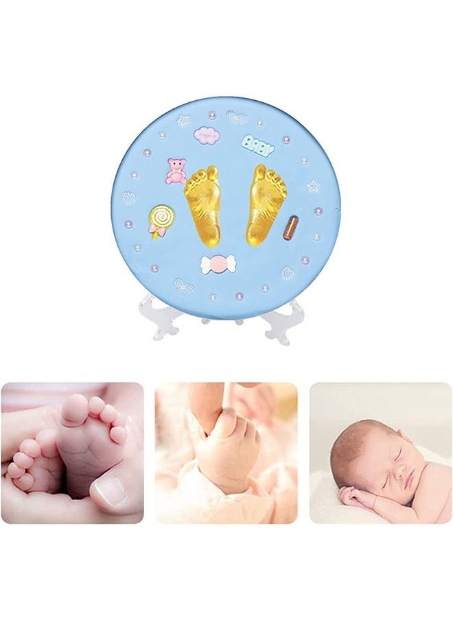 Taimi Baby Footprint Handprint Frame Kit for Baby Shower Gifts, DIY Infants Clay Souvenir Ornament Keepsake Kit Keepsake Box for Newborn Baby Boys and Baby Girls, Memorable New Mom Gifts (Blue)  - Image 1
