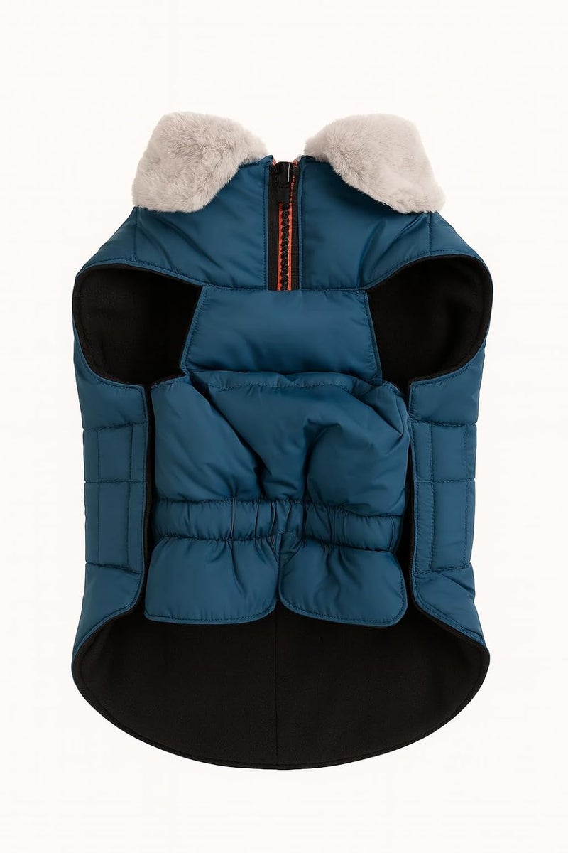 PawCloud PetWag Dog Puffer Jacket | Waterproof & Windproof Winter Coat with Warm Fleece Lining & Fur Collar|Lightweight, Ultra-Warm, Machine Washable Dog Winter Wear | Navy Blue, 4XL - 26 Inch - Image 5