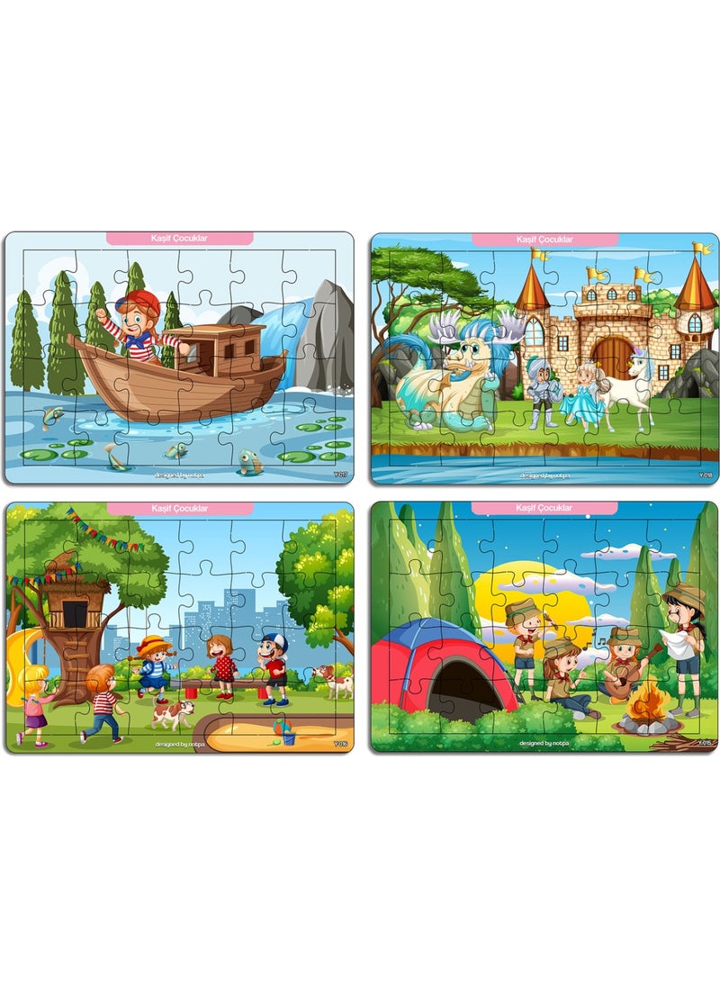 KutuTR Notpa Educational and Tutorial Wooden 24 Piece Colorful Puzzle Explorer Kids Set of 4 for Children 15  - Image 2