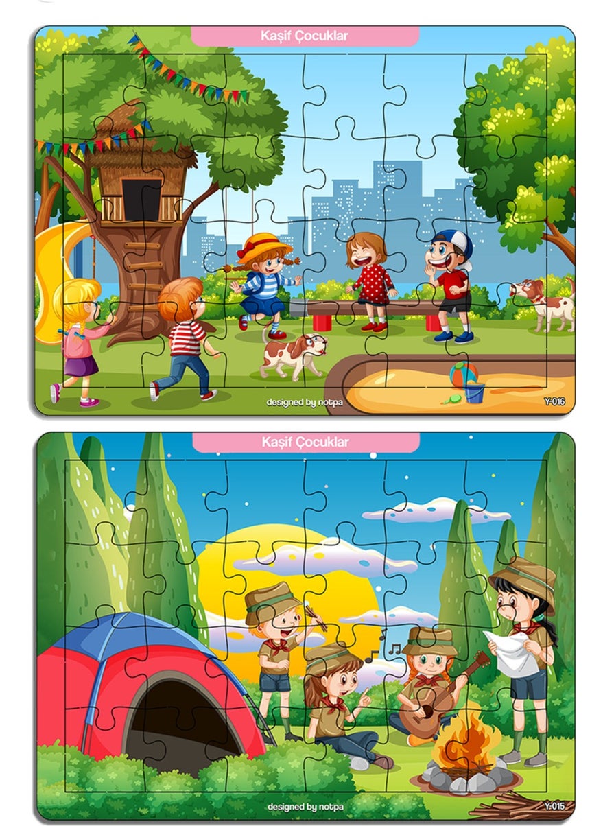 KutuTR Notpa Educational and Tutorial Wooden 24 Piece Colorful Puzzle Explorer Kids Set of 4 for Children 15  - Image 4