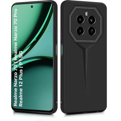 WOW IMAGINE Slim Back Cover for Realme Narzo 70 | Realme Narzo 70 Pro | Realme 12 Plus | P1 5G | Blade Series Ultra Thin Case | Camera Protection | Soft Matte Silicone Flexible Mobile Case - Black - Image 2