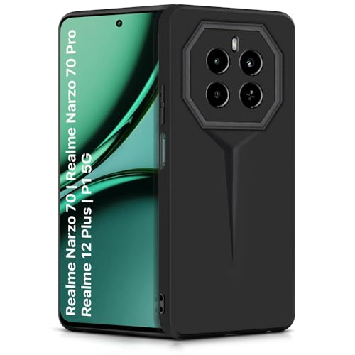 WOW IMAGINE Slim Back Cover for Realme Narzo 70 | Realme Narzo 70 Pro | Realme 12 Plus | P1 5G | Blade Series Ultra Thin Case | Camera Protection | Soft Matte Silicone Flexible Mobile Case - Black - Image 1