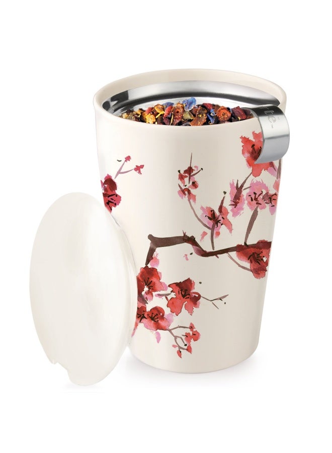 Tea Forte DoubleWalled Ceramic Kati Cup Removable Stainless Steel Infuser Basket and Lid Steeps 12 oz Loose Leaf Tea Dishwasher Microwave Safe Cherry Blossom - Image 4