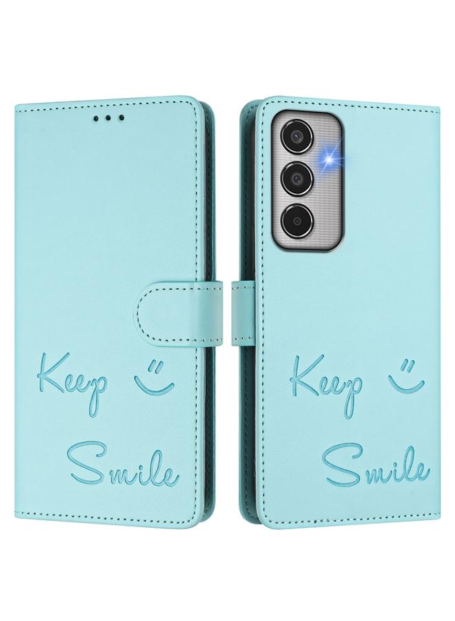 اس-توب جراب لهاتف Samsung Galaxy M35 مصنوع من الجلد بنقش ابتسامة بتقنية RFID - Image 3