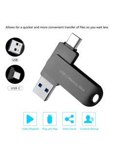 Generic 256GB USB 3.2 Gen 1 Flash Drive, USB A and USB C Dual Drive 2 in 1 Thumb Drive Swivel Design Jump Drive Memory Stick for Android Device/Tablet/Laptop/PC/Phone (Black)  - Image 5