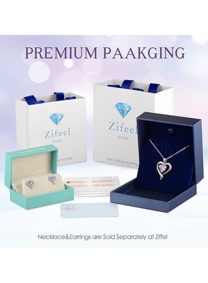 Zifeel Earrings for Women - S925 Sterling Silver Birthstone Heart Studs Earring for Girlfriend, Wife – Anniversary, Birthday ,Valentines Day, Mother’s Day, Gifts Jewellery for Women.  - Image 5