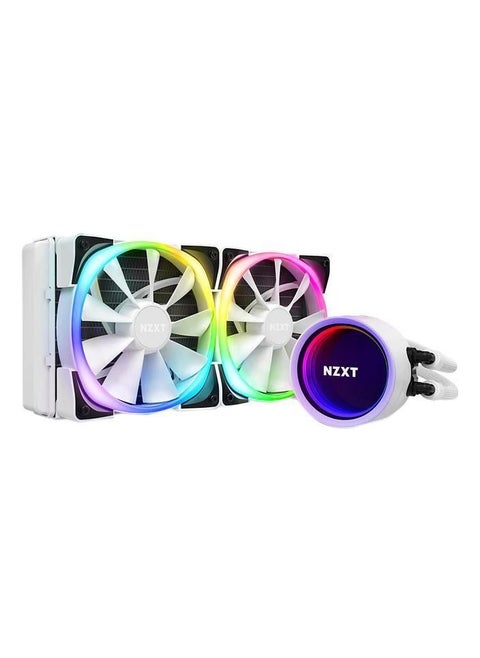 NZXT Kraken X53 240mm Liquid Cooler with RGB - Rotating Infinity Mirror Design - Powered by CAM V4 - RGB Connector - AER RGB V2 120mm Radiator Fans (2 Included) - White