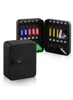 Kgeori Steel Key Cabinet Wall Mount Locking Key Organizer Key Storage Lock Box with Code Key Management with Combination Lock Black