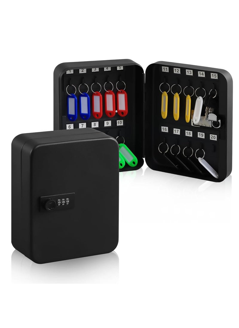 Kgeorix - Kgeori Steel Key Cabinet Wall Mount Locking Key Organizer Key Storage Lock Box with Code Key Management with Combination Lock Black - Image 1