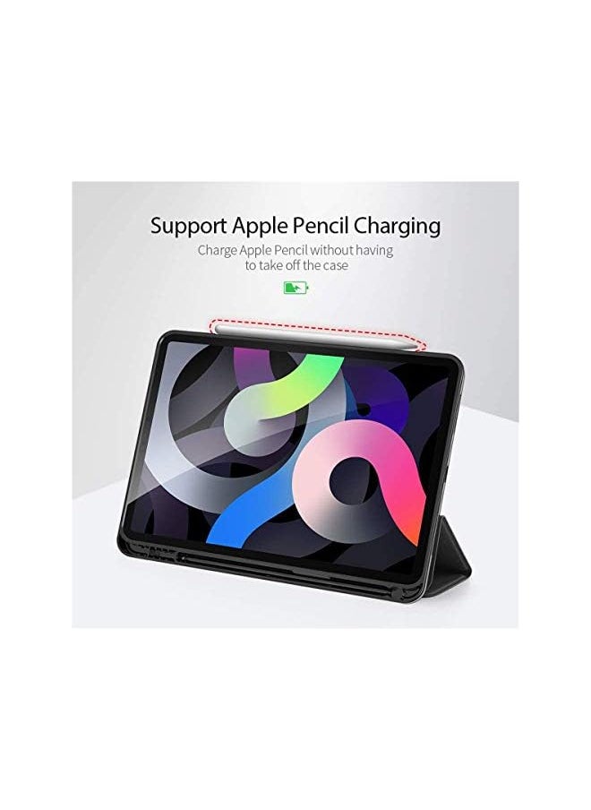 NB Ipad Air 4Th Generation 10.9 Inch 2020 Case With Pencil Holder Pencil Charging Soft Tpu Back Magnetic Tirfold Stand Cover For Ipad Air 4Th 10.9” 2020 Black  - Image 3