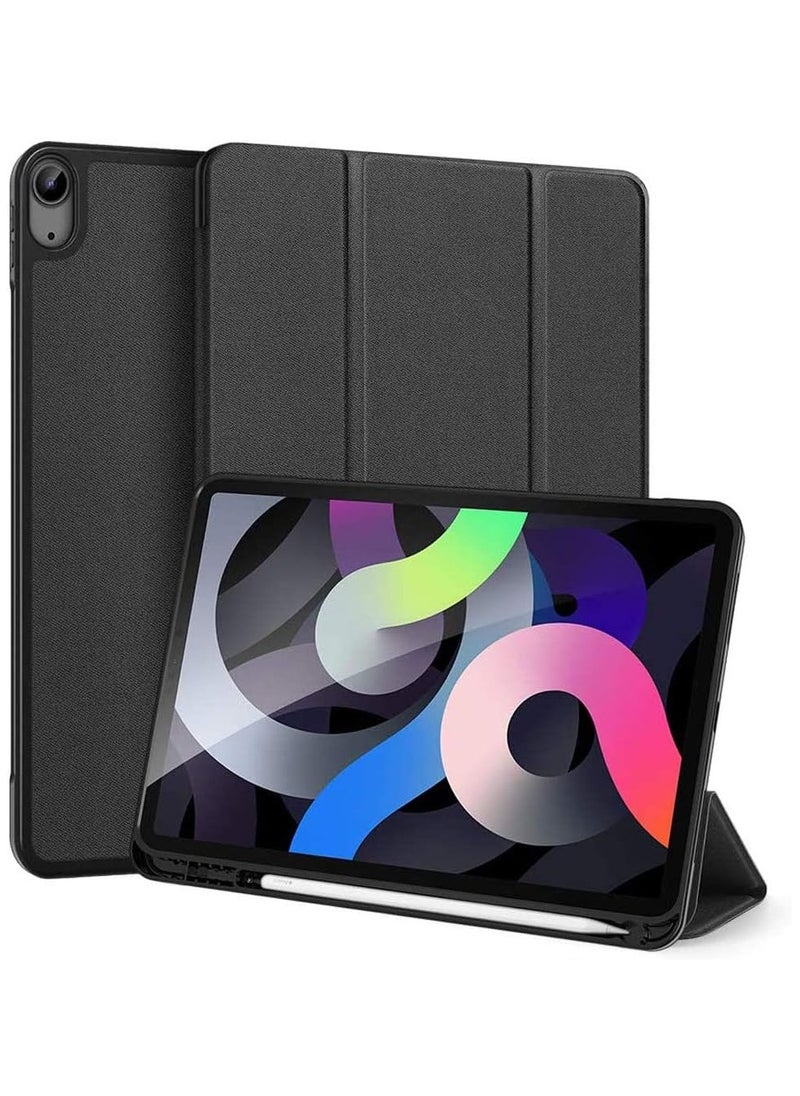 NB Ipad Air 4Th Generation 10.9 Inch 2020 Case With Pencil Holder Pencil Charging Soft Tpu Back Magnetic Tirfold Stand Cover For Ipad Air 4Th 10.9” 2020 Black  - Image 1