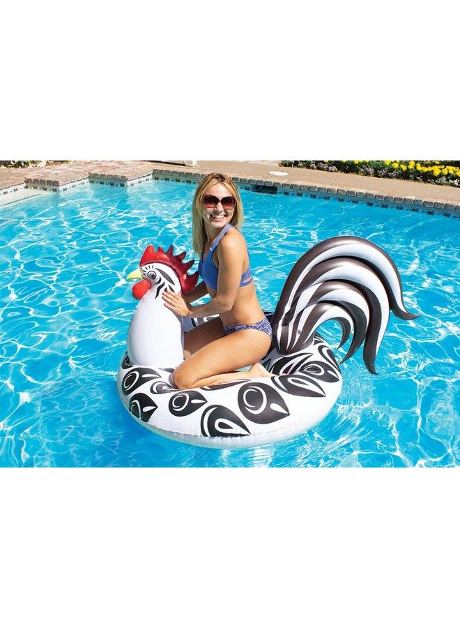 Poolmaster Rooster Inflatable Swimming Pool Party Float (48 Inch) Black/White/Red - Image 5