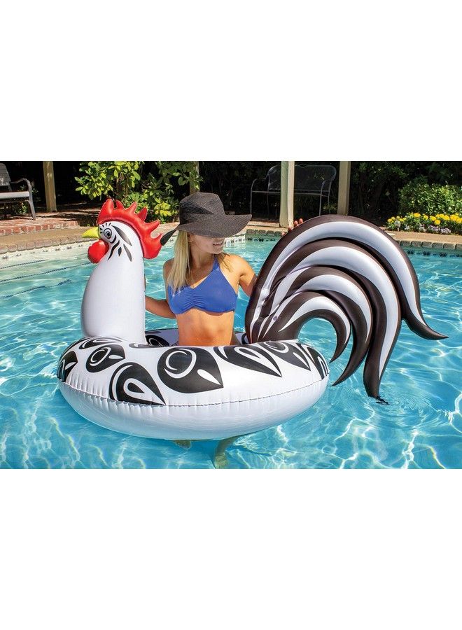 Poolmaster Rooster Inflatable Swimming Pool Party Float (48 Inch) Black/White/Red - Image 2