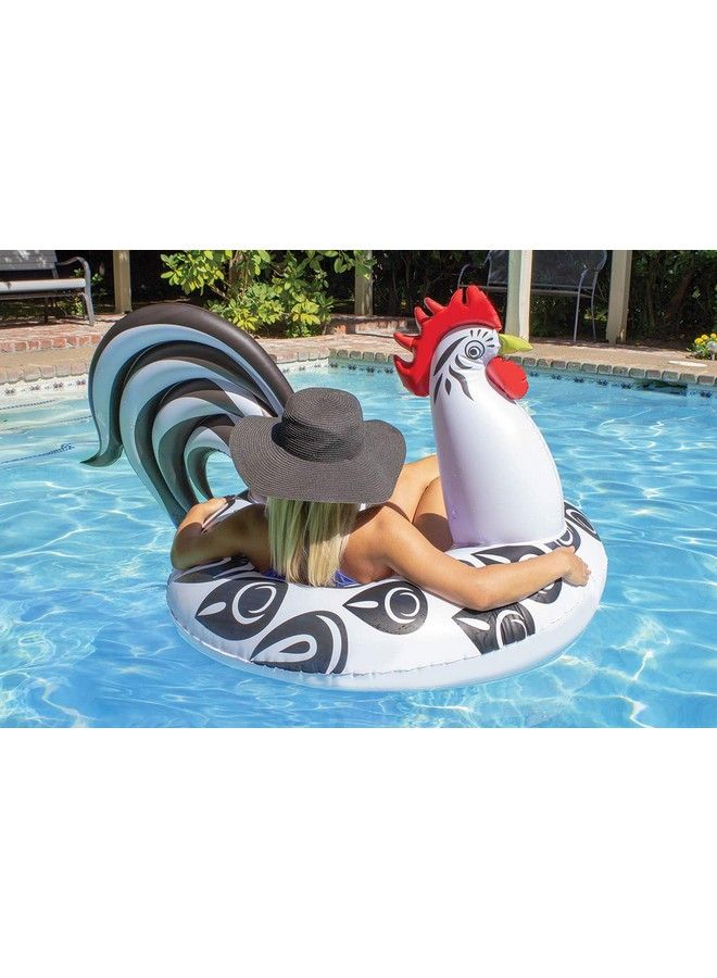 Poolmaster Rooster Inflatable Swimming Pool Party Float (48 Inch) Black/White/Red - Image 4
