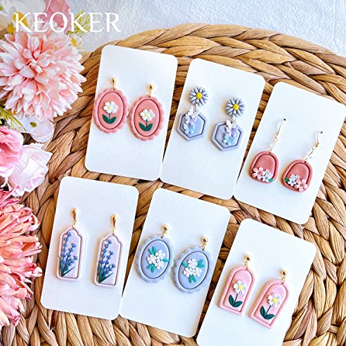 KEOKER Polymer Clay Cutters - Frame Clay Cutters, Boho Polymer Clay Cutters for Earrings Jewelry Making, 12 Shapes Window Clay Earrings Cutters(Embossing) - Image 5