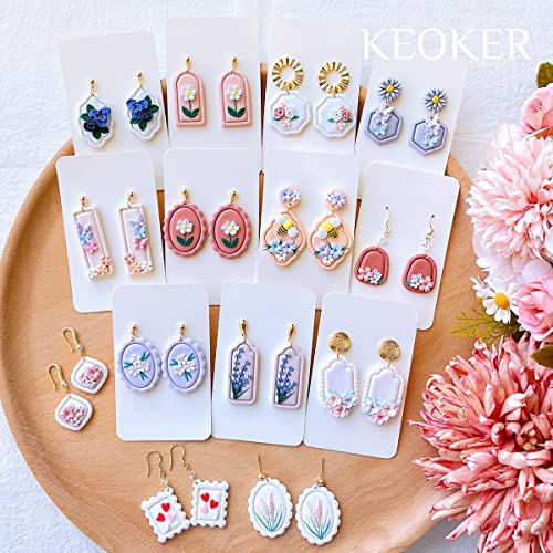 KEOKER Polymer Clay Cutters - Frame Clay Cutters, Boho Polymer Clay Cutters for Earrings Jewelry Making, 12 Shapes Window Clay Earrings Cutters(Embossing) - Image 2