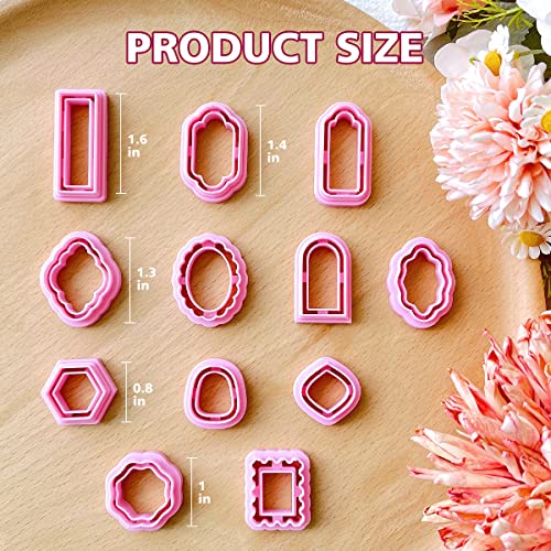 KEOKER Polymer Clay Cutters - Frame Clay Cutters, Boho Polymer Clay Cutters for Earrings Jewelry Making, 12 Shapes Window Clay Earrings Cutters(Embossing) - Image 4