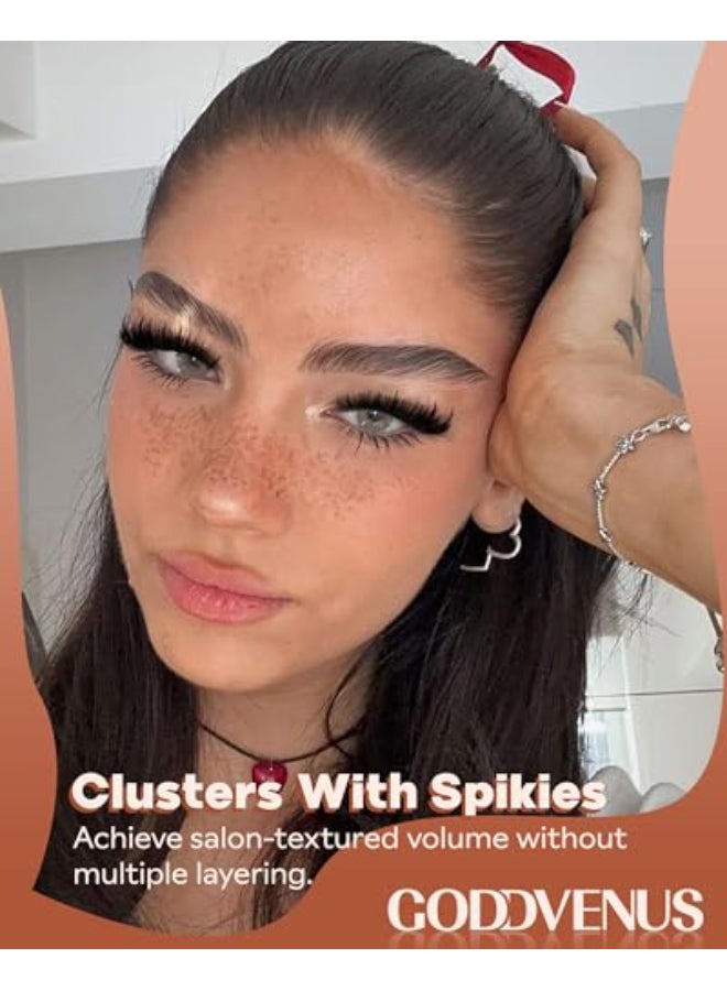 Goddvenus Manga Lash Clusters With Spikes Wispy Cluster Eyelash Extensions Fluffy Anime Eyelashes Clusters Reusable Faux Mink Fairy Individual Lash Extension D Curve 1218mm 204 pieces - Image 3