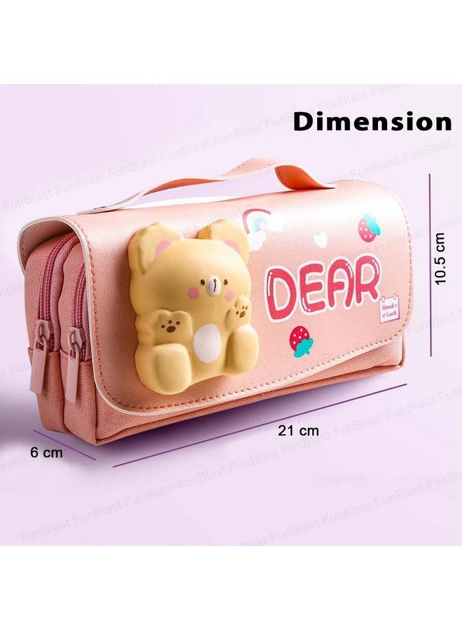 فنبلاست حافظة أقلام من فن بلاست مصنوعة من أسيتات فينيل الإيثيلين (إيفا) بتصميم كرتوني، حافظة إيفا ثلاثية الأبعاد، سحاب متعدد الأغراض للأطفال، أقلام وحقائب مدرسية، للبنات، صندوق تخزين أدوات مكتبية كاواي (خوخي) - متعدد الألوان - Image 2