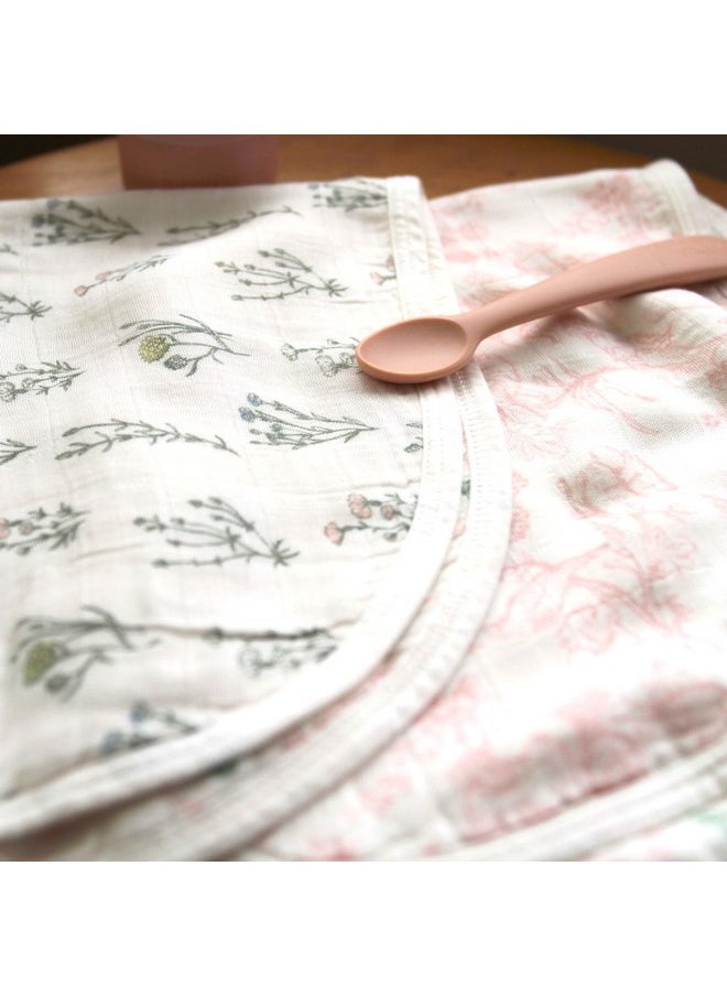 aden + anais - aden + anais Silky Soft Bamboo Viscose Burpy Bib - Multi-Use, Absorbent 4-Layer Burp Cloth and Full-Coverage Snap-Closure Baby Bib in One, 22.5” X 11”, 2-Pack, French Floral - Image 1
