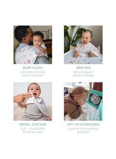 aden + anais aden + anais Silky Soft Bamboo Viscose Burpy Bib - Multi-Use, Absorbent 4-Layer Burp Cloth and Full-Coverage Snap-Closure Baby Bib in One, 22.5” X 11”, 2-Pack, French Floral  - Image 5
