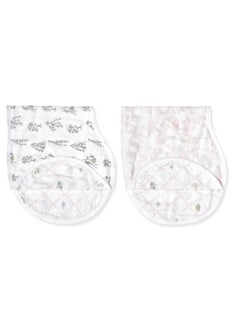 aden + anais aden + anais Silky Soft Bamboo Viscose Burpy Bib - Multi-Use, Absorbent 4-Layer Burp Cloth and Full-Coverage Snap-Closure Baby Bib in One, 22.5” X 11”, 2-Pack, French Floral  - Image 1