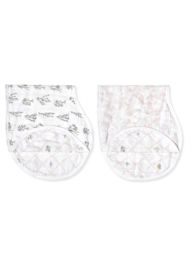aden + anais - aden + anais Silky Soft Bamboo Viscose Burpy Bib - Multi-Use, Absorbent 4-Layer Burp Cloth and Full-Coverage Snap-Closure Baby Bib in One, 22.5” X 11”, 2-Pack, French Floral - Image 1