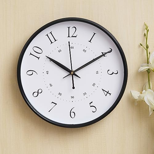 Webelkart Premium Plastic Wall Clock for Home and Office Decor/Office Wall Clocks/Wall Clock for Living Room (Black) - Wall Watch for Home - Image 1