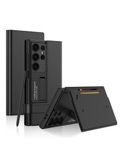 Aookay for Samsung Galaxy S25 Ultra Flip Wallet Case, PU Leather Magnetic Flip Kickstand Cover with Card Holder Slot, Anti-Shock Magnetic Buckle All-Around Protective (Black)  - Image 1