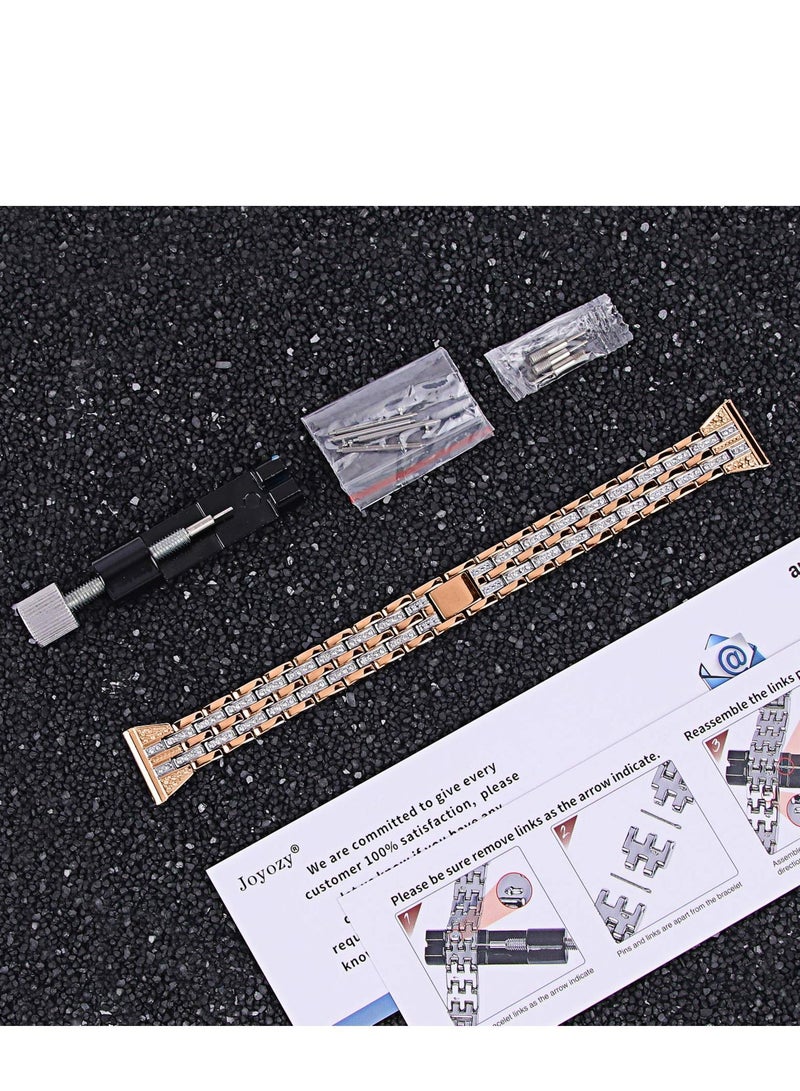 Y&D Women Girls Stylish Band for Samsung Galaxy Watch(42mm)/Galaxy Watch3(41mm)/Active/2(40mm)/(44mm)/Ticwatch 2, Stainless Steel 20mm Jewelry Watch Strap Wrist Rhinestones Bracelet - Image 4