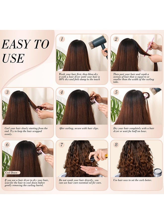 ريزونيكس 24 بكرة شعر ذاتية الإمساك بالقطعة مع 12 مشابك ومشط، مكعبات شعر بدون حرارة للشعر الطويل والقصير، مكعبات تجفيف بالحجم 4 أحجام مع كيس تخزين -مجموعة تصميم صالون مقاوم للحرارة (وردي) - Image 4