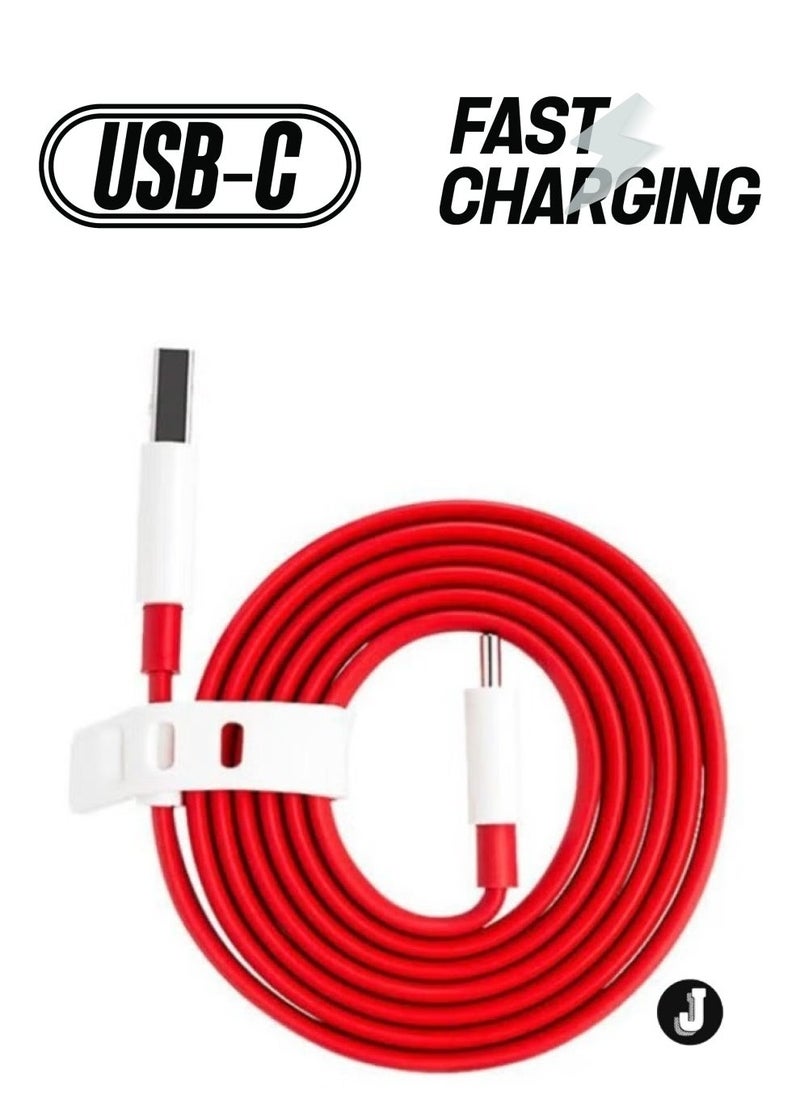 JAJEEK "New Official Dash Charge Type-C Cable for OnePlus – Red, Fast Charging Cable" - Image 1