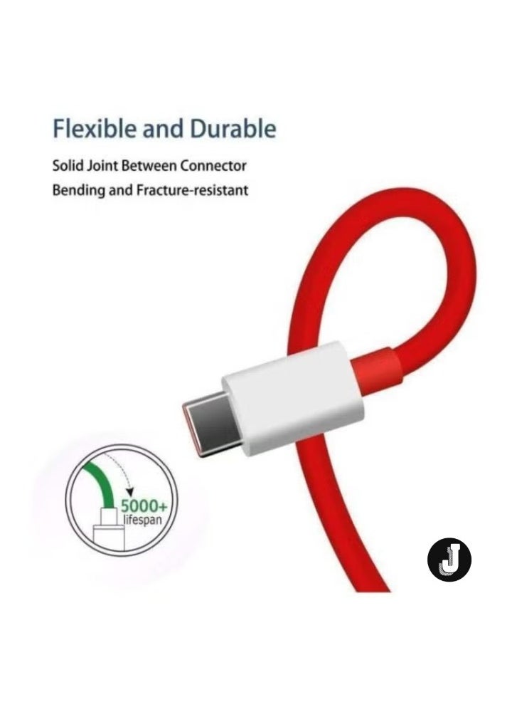 JAJEEK "New Official Dash Charge Type-C Cable for OnePlus – Red, Fast Charging Cable" - Image 2