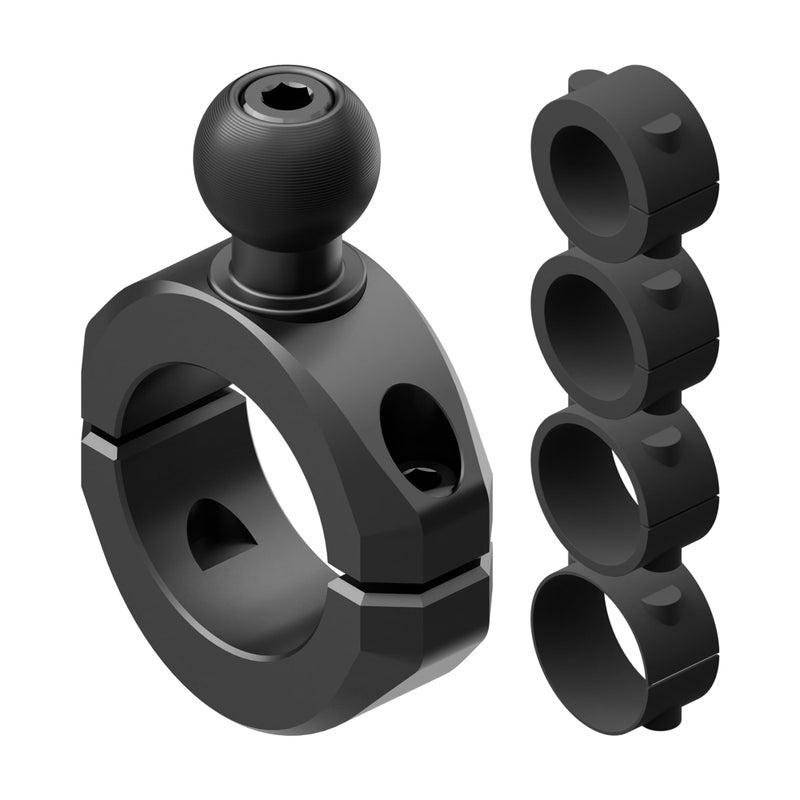 Tackform Black BC3 Universal Clamp Fits 78 to 114 Bars Bushings Included Billet Aluminum 20mm Ball Designed for Motorcycles Roll Cages Harness Bars More