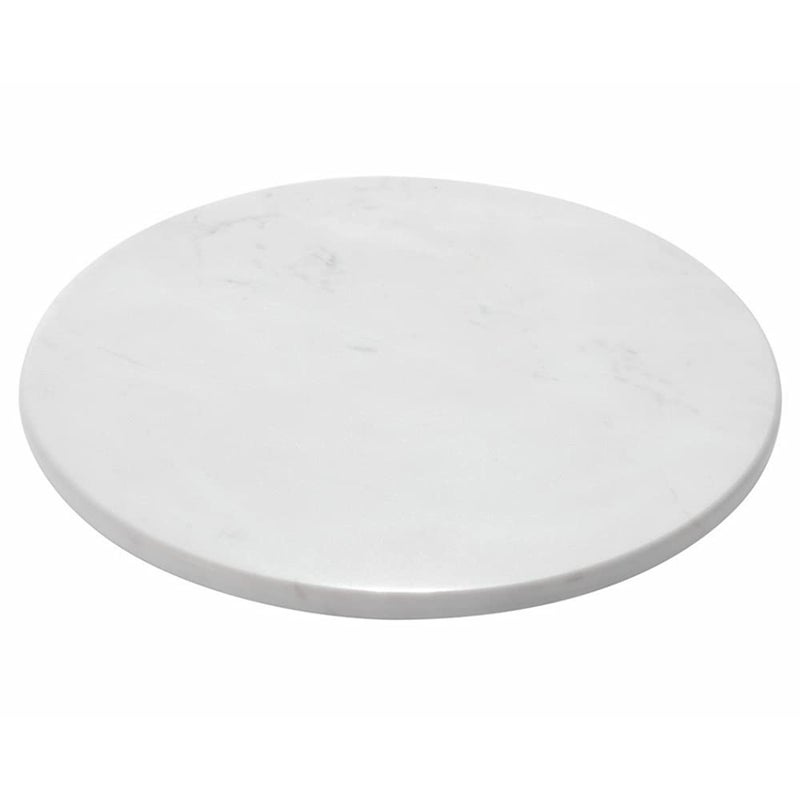 StonePlus Natural Round Marble Tray Glossy Pastry Board for Dessert Cheese Coffee Smooth on Both Sides Volakas White